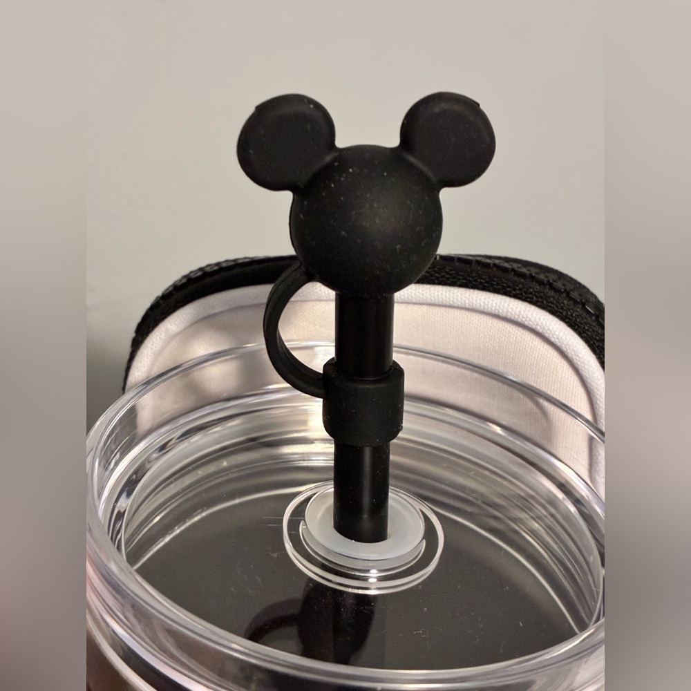 Disney Parks Black Tumbler with Mickey Logo with Mickey Straw and pouch - Picture 9 of 10